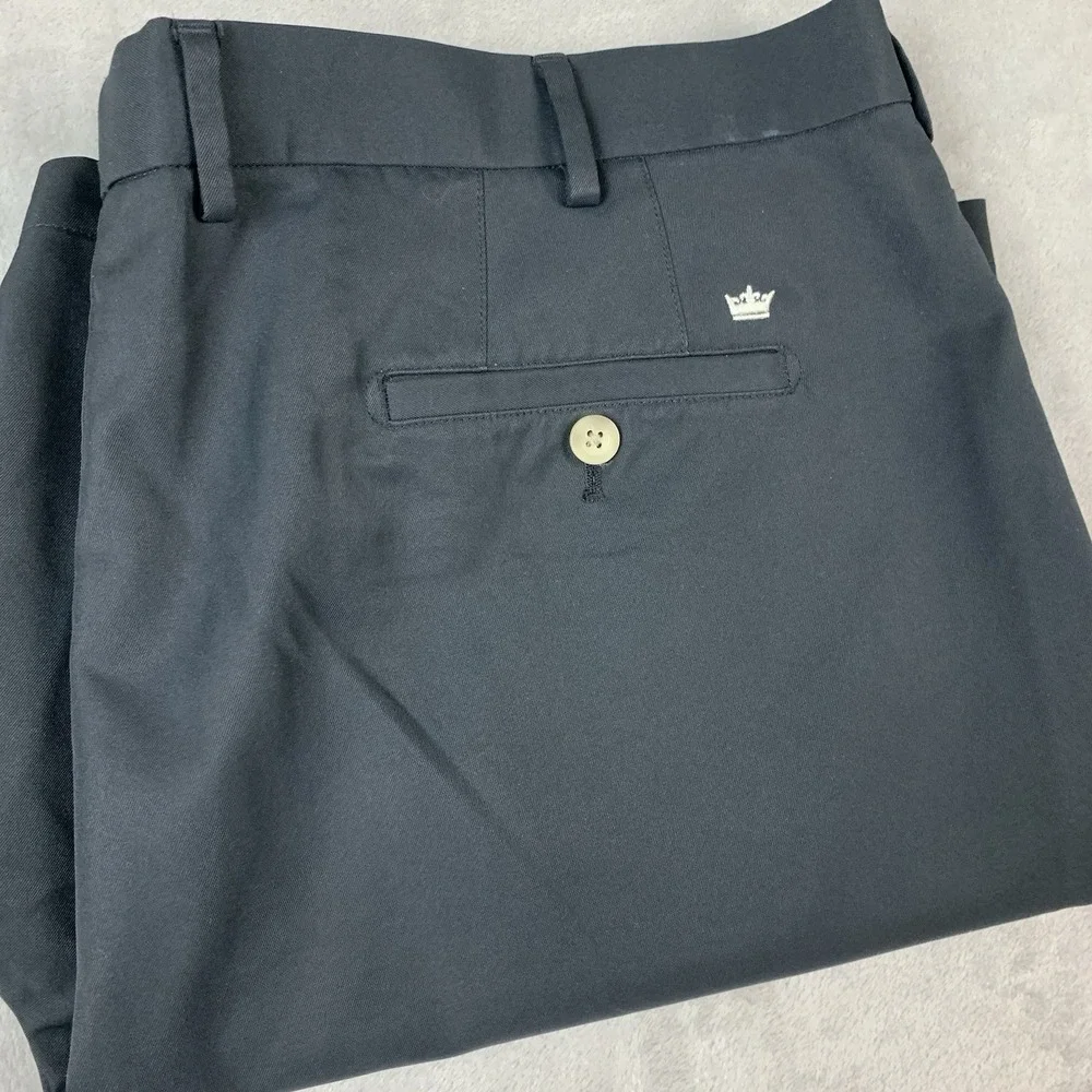 Peter Millar Shorts Mens 42 Black Golf Flat Front Chino Casual Polyester Work